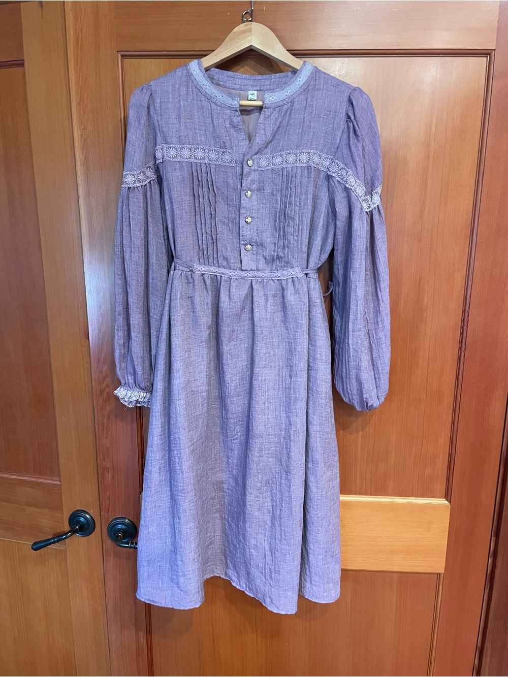 Victorian style Lavender Long Sleeve Midi Dress